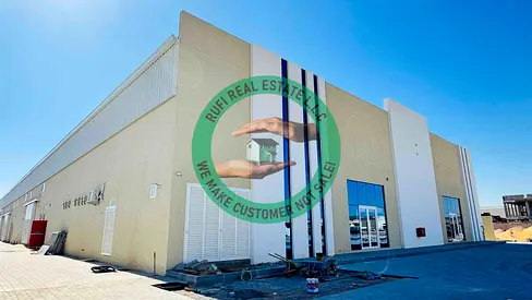 Road Facing 43,000 SQFT Land With High Power 450KW// 30000 SQFT Warehouse With 6  Accommodation Room for Rent in Emirates Modern Industrial Area, UAQ.