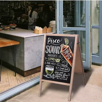 Professional Bamboo A-Frame Double-Sided Sign Board (Excellent Condition)