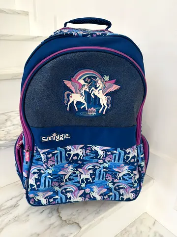 Smiggle kids backpack with unicorn/pegasus print - good condition
