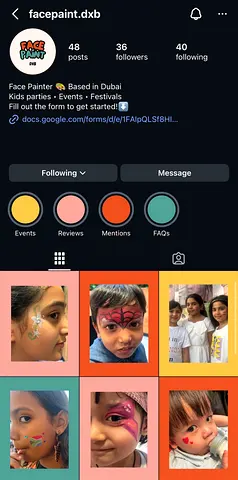 Face painting in Dubai