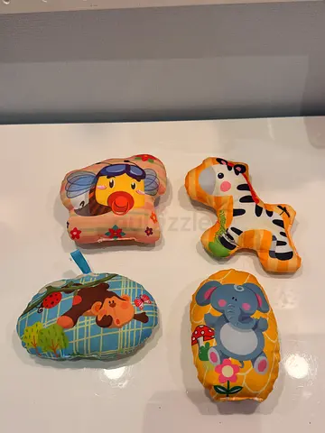 Set of 4 Soft Plush Crib Toys - Animal Rattles