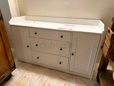 White Sideboard Cabinet with 3 Drawers and 2 Cupboards