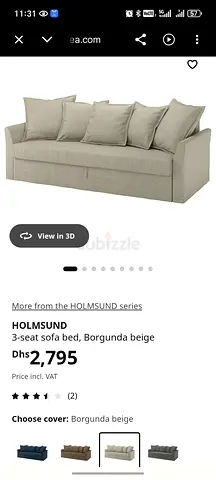 IKEA HOLMSUND 3-seat sofa bed, in excellent condition for sale free delivery