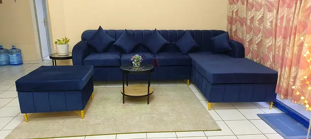 Big L-shape sofa set with ottoman