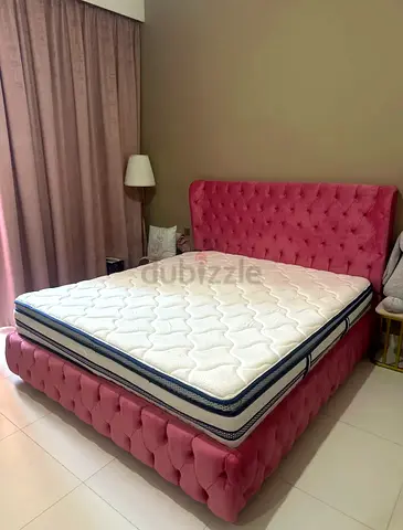 Pink Velvet Tufted Bed Frame - KING