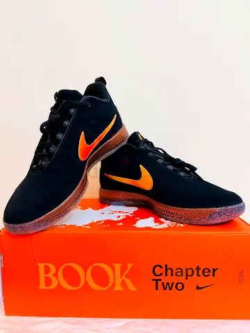Black Nike Sneakers with Orange Swoosh — Size (please ask)