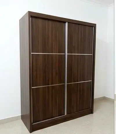 2-door Sliding Wardrobe in Dark Wood Finish — Good Condition - small, Ikea 3 door cupboard, Shelf
