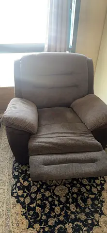 Comfortable single recliner armchair in grey fabric