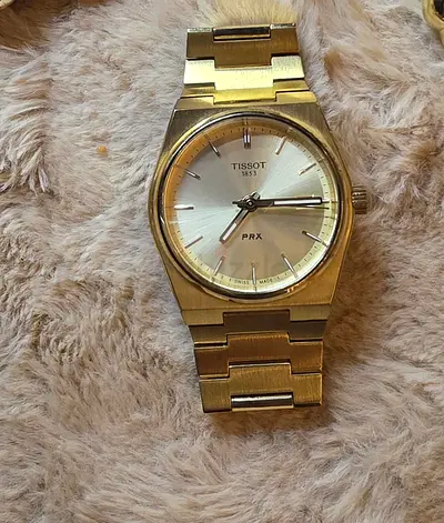 Tissot PRX Gold-Tone Stainless Steel Mens Watch - Good Condition