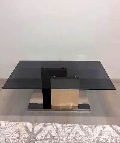 Home center Modern Glass Coffee Table with Chrome Base