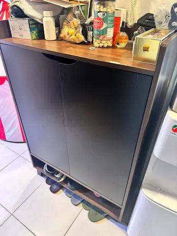 Wooden Shoe Cabinet with Top Shelf - Dark Finish