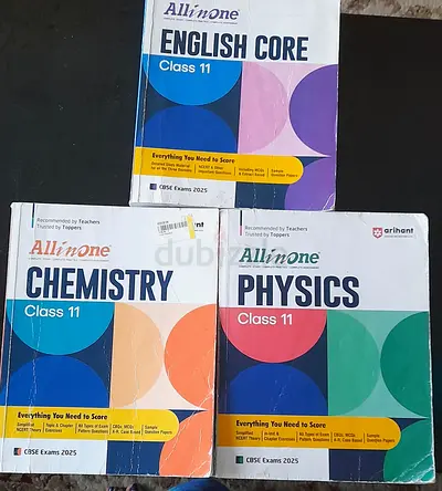 Set of 3 CBSE Class 11 All-in-One Books: English Core, Chemistry, Physics guide for sale