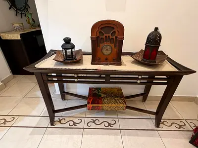 Wooden Console Table with Lower Shelf - Classic Entryway Table