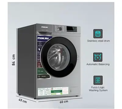 Nikai 7kg Front Load Washing Machine - 16 Programs, Steam Wash, Digital Display