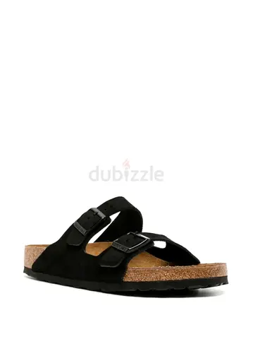 Black Two-Strap Suede Sandals with Buckles Unisex/Birkenstock