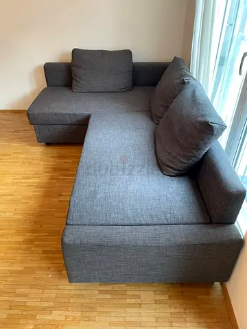 Grey Fabric L-Shaped Sofa Bed with Storage (3-seater) - Good Condition