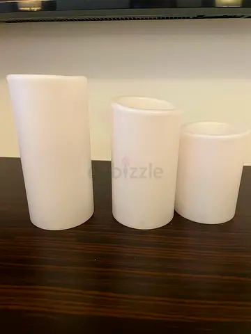 Set of 3 White Flameless LED Pillar Candles - Battery Operated