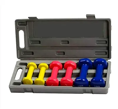 Vinyl Neoprene Dumbbell Set with Box - 6KG, Multicolour - Brand New