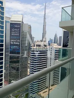 Full Furnished Studio for Rent Distress Price | Dual View (Lake &amp; Burj Khalifa)