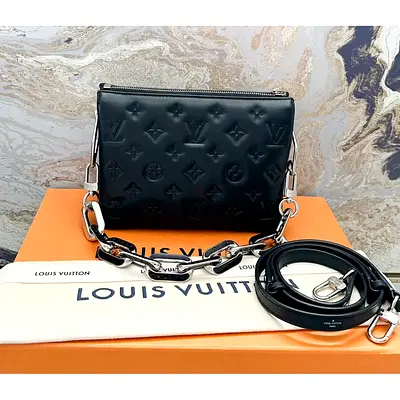 Louis Vuitton Black Monogram Embossed Leather Chain Shoulder Bag