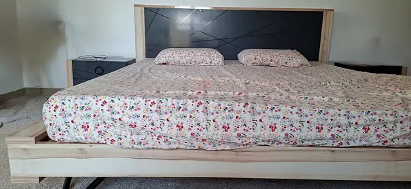 Bed with side table for sale