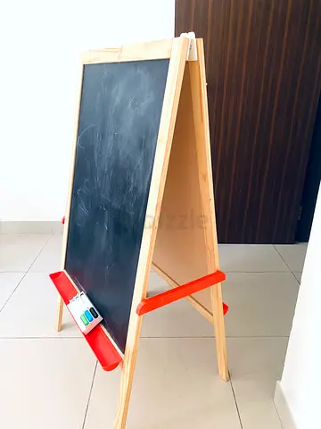 Wooden Double-Sided board  Kids Easel with Chalkboard and Marker Tray