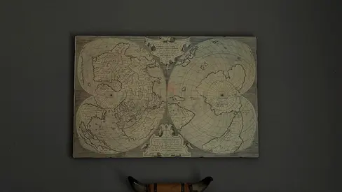 Vintage Double Hemisphere World Map Wall Art