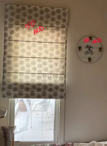 Roman fabric window blind / curtain - light floral pattern