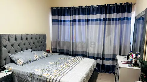 Queen size tufted upholstered bed with mattress and dressing table side tables and wardrobe