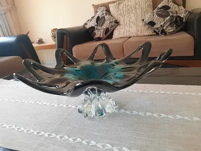 Handmade Decorative Murano-Style Glass Fruit Bowl / Centerpiece