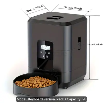 Smart 2L Automatic Cat Feeder - USB  Battery Powered, Programmable Pet Food Dispenser with Voice re