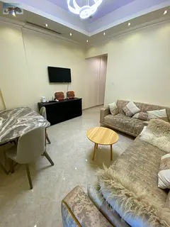 A fully furnished 1-bedroom hall apartment with a comfortable and practical design, featuring clean