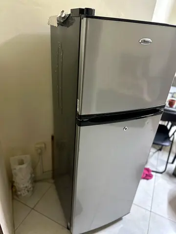 Small Silver Double-Door Refrigerator - Good Working Condition