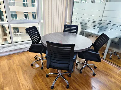 Round Meeting Table with 4 Office Chairs New For Sale