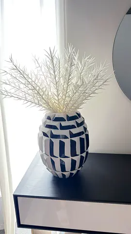 Black  White Decorative Vase with Faux White Branches