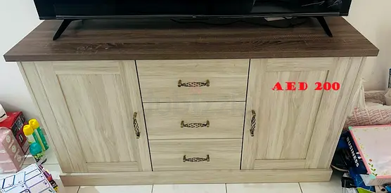 Wooden TV Console / Sideboard with Drawers - Light Oak Finish