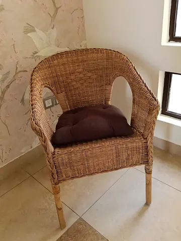 Wicker Rattan Armchair with Cushion - Good Condition - 2 chairs