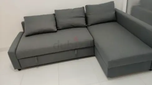 Grey L-shaped Corner Sofa with Chaise and Storage