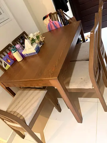 Solid Wood 6-Seater Extendable Dining Table Set with Cushioned Chairs - Light Oak