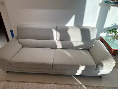 Light Grey 3-Seater Fabric Sofa - Modern, Good Condition