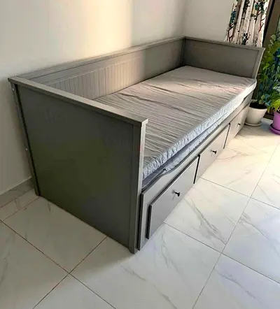 IKEA Hamnes Day bed with 3 storage drawers underneath and with 2 IKEA mattresses