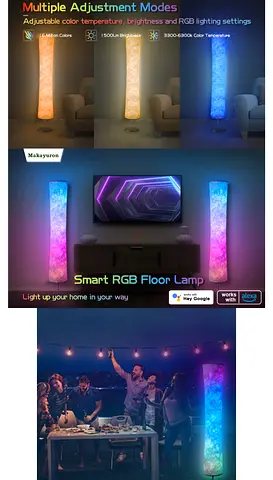 RGB Gaming Smart Floor Lamp – Alexa/Google – Music Sync – 16M Colors (8 Available)