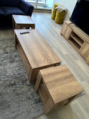 Pan Home - Complete 4-Piece Modern Wooden Furniture Set (TV Unit, Coffee Table, 2 Side Tables)