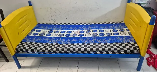 Used Bed with Mattress - Blue  Yellow