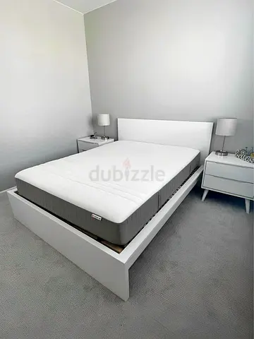 IKEA White MALM Double Storage Bed with IKEA Mattress 140 x 200 cm