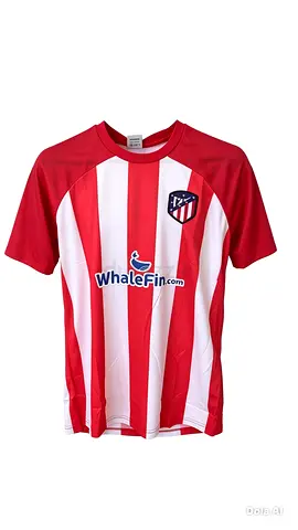 Red and White Striped Atlético-style Football Jersey, Size m