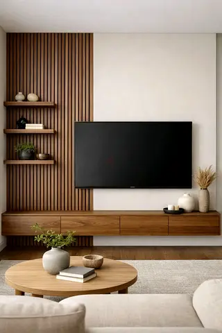 55-inch Flat Panel Smart TV mounted with minimal stand (good condition)