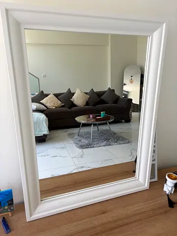Large White Framed Mirror – Modern  Stylish