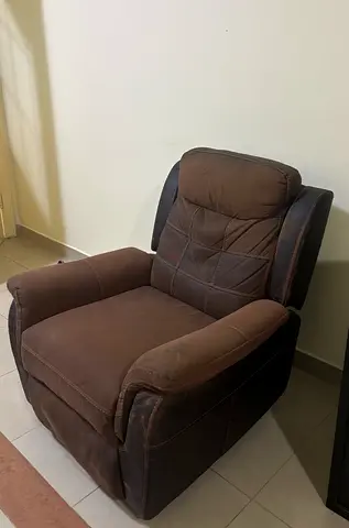Brown Fabric Recliner Armchair - Comfortable Single Seater