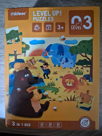 Mideer Level Up! 3-in-1 Jungle Puzzles (Level 3) - 24/30/35 pieces, Age 3+